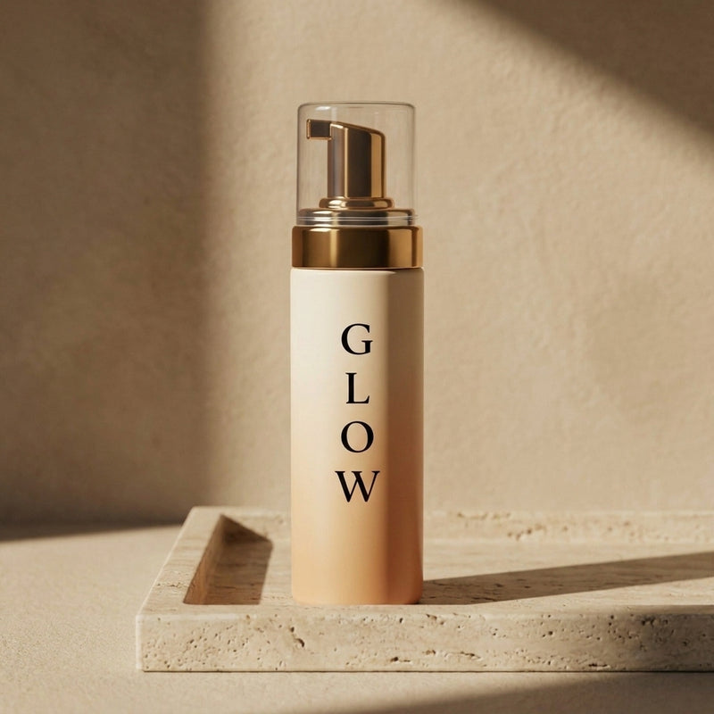 Mousse Nettoyante Cloud GLOW - packshot éditorial sur travertin