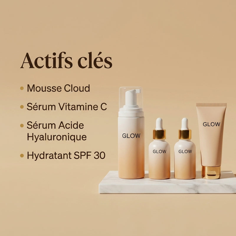 La Routine Éclat Complète GLOW - actifs clés