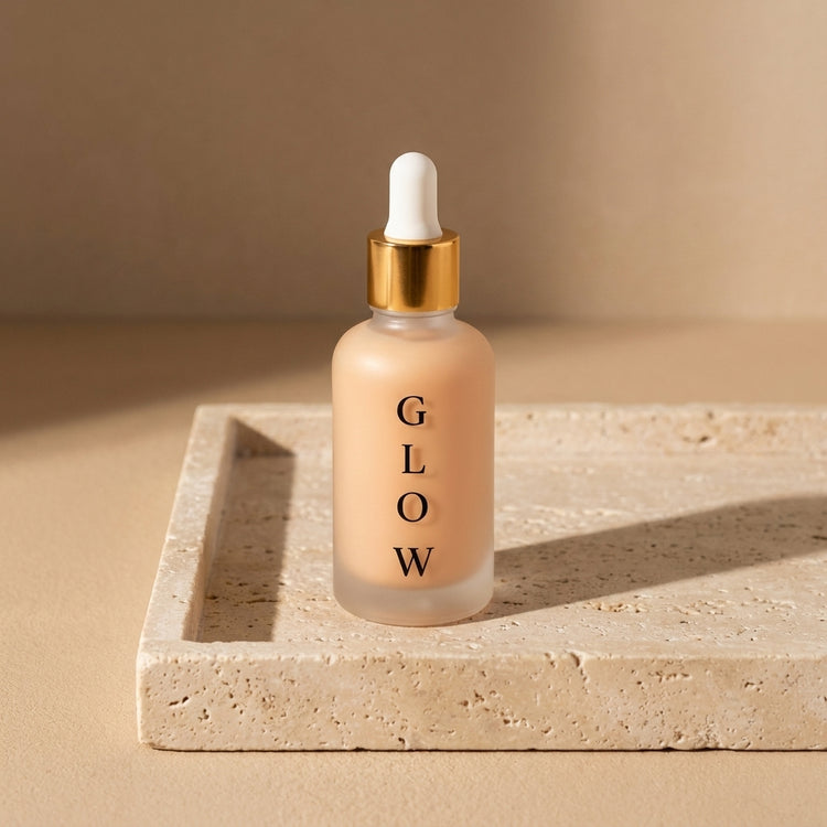 Sérum Hydratation Acide Hyaluronique GLOW : packshot sur travertin