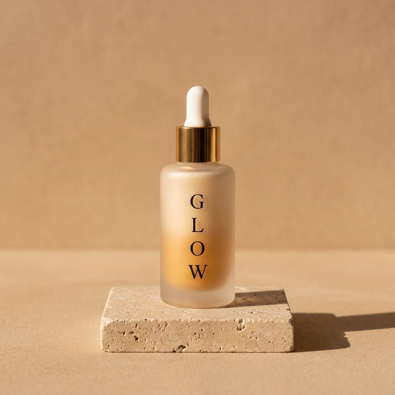 Sérum Anti-Pores Niacinamide GLOW : packshot sur travertin
